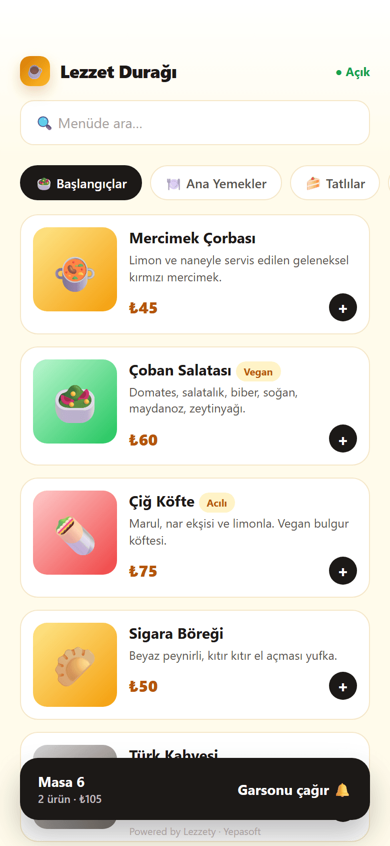 Lezzety — ekran görüntüsü