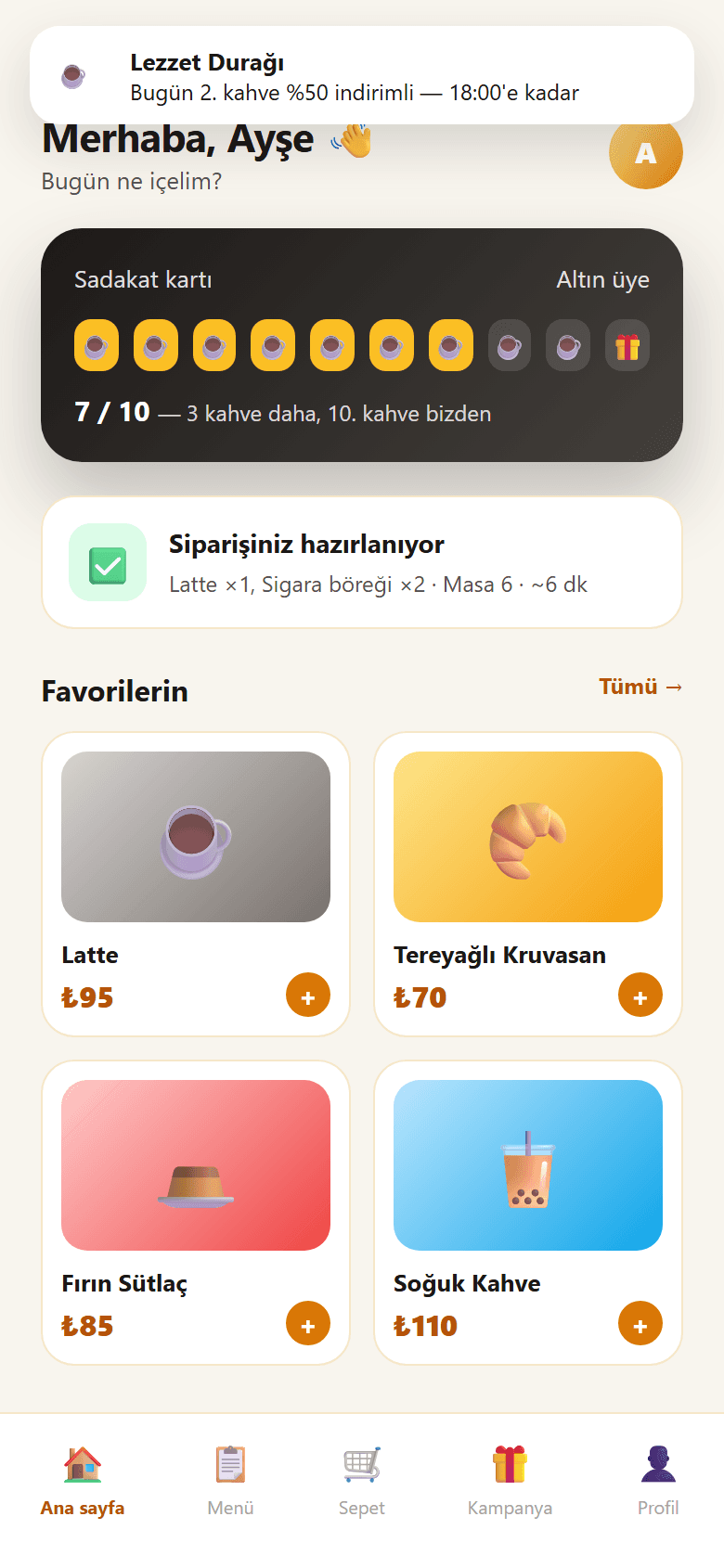 Lezzet Durağı — Sipariş uygulaması