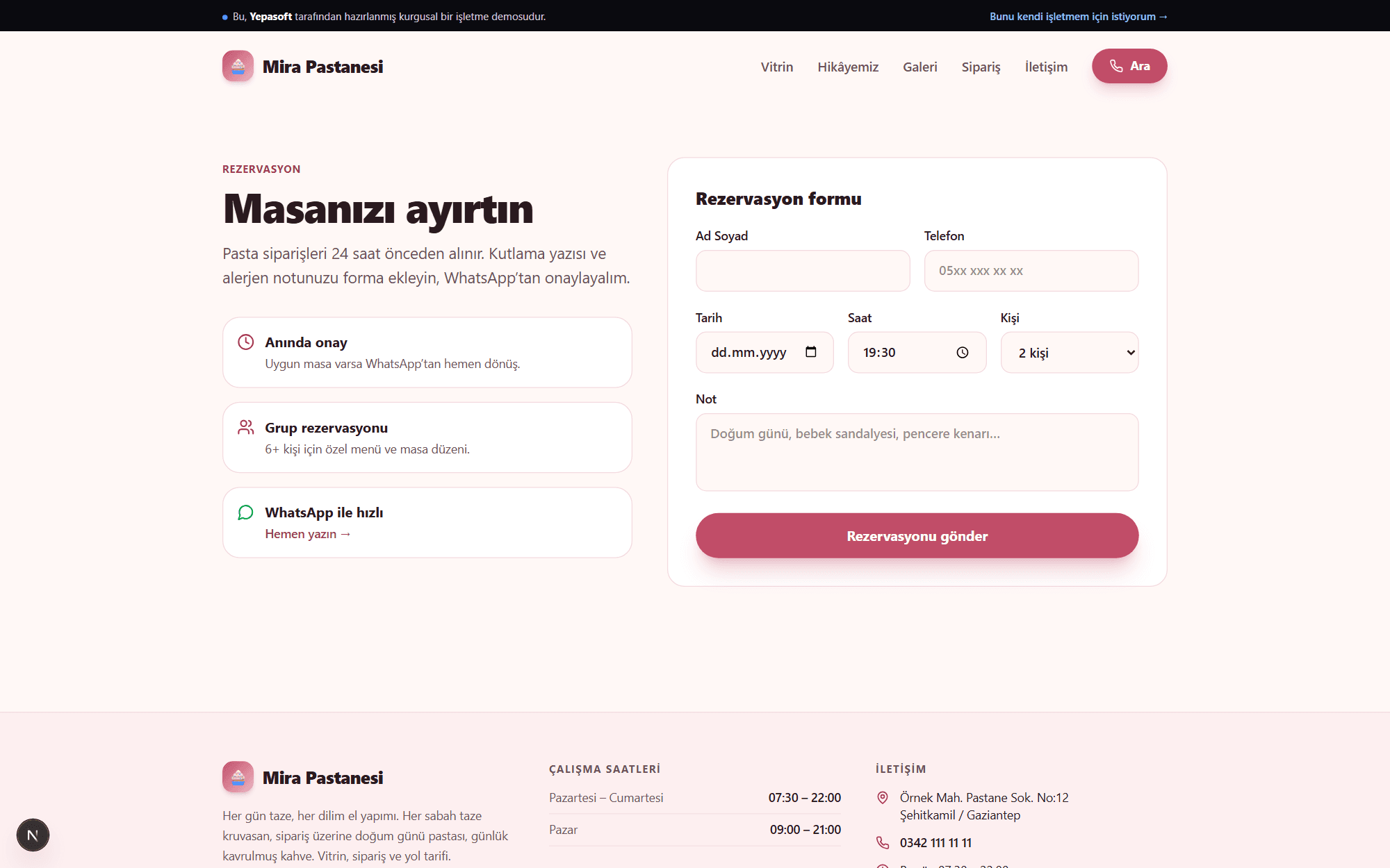 Mira Pastanesi — Sipariş