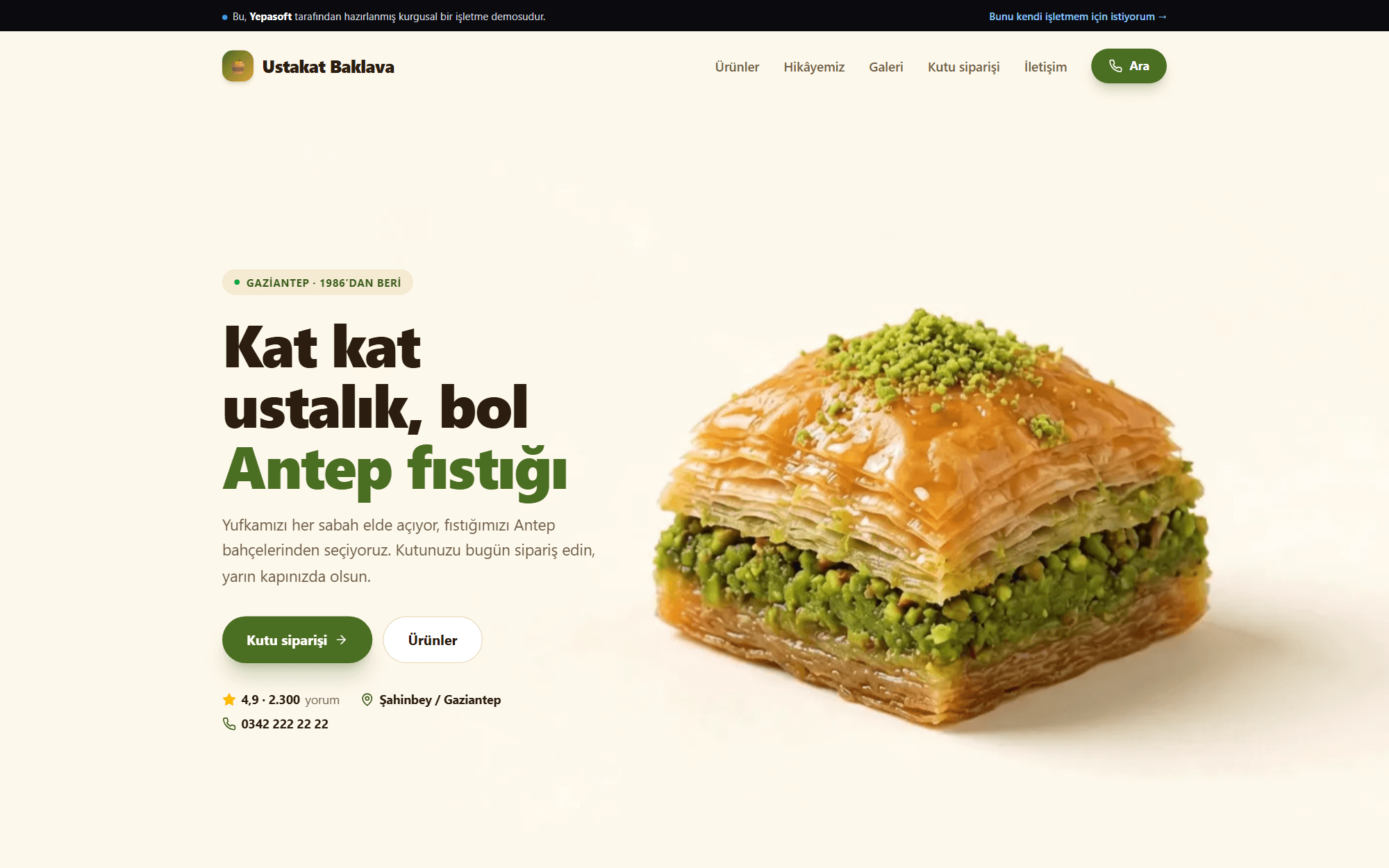 Ustakat Baklava — Ana sayfa